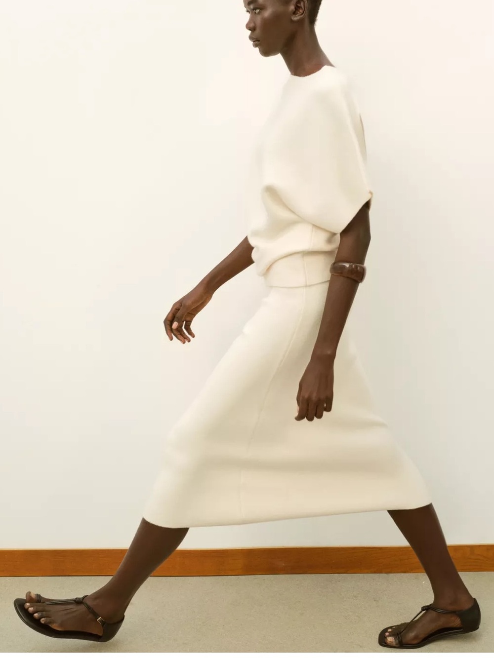 Zara Cream Midi Knit Skirt - Picture 3 of 7